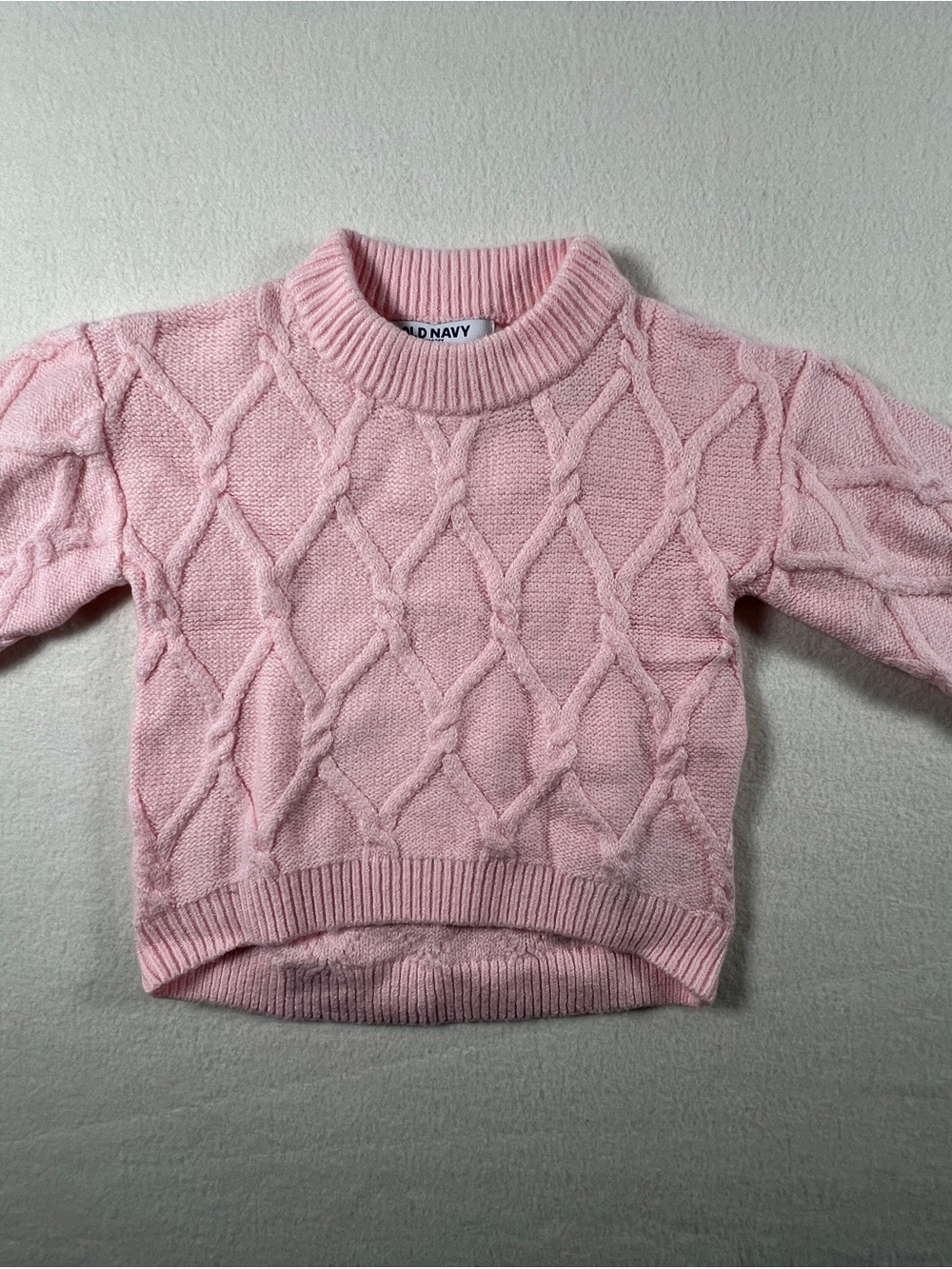 Old Navy Pink Diamond Cable Knit Pullover Sweater